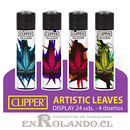 Encendedor Clipper Colección Artistic Leaves - 24 Uds. Display