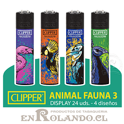 Encendedor Clipper Colección Animal Fauna 3 - 24 Uds. Display