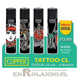 Encendedor Clipper Tattoo Cl - 24 Uds. Display