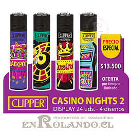 Encendedor Clipper Casino Nights 2 - 24 Uds. Display