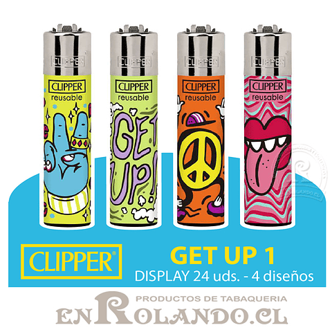 Encendedor Clipper Colección "Get Up 1" - Display