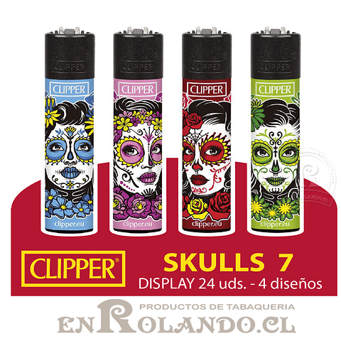 Encendedor Clipper Colección Skulls 7 - 24 Uds. Display