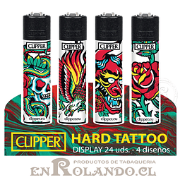 Encendedor Clipper Colección "Hard Tattoo" - Display