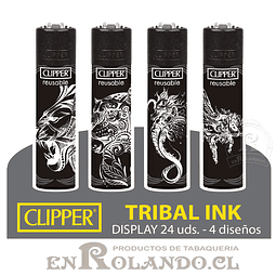 Encendedor Clipper Colección "Tribal Ink" - Display