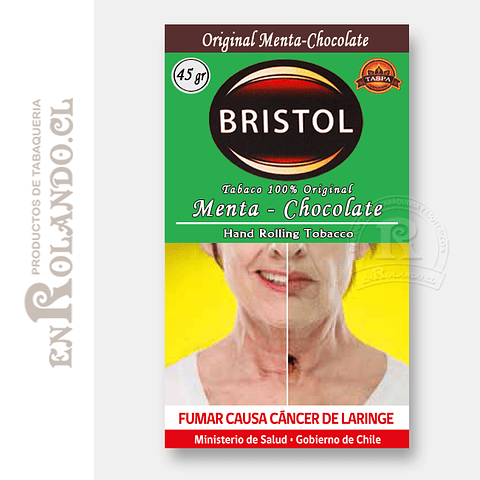 Tabaco Bristol Menta-Chocolate 45 Gr. ($4.190 x Mayor)   