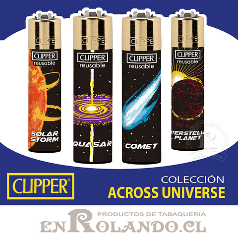 Pack Oferta Clipper 4 Encendedores + Gas Universal 300 ml. (Colección Across Universe)