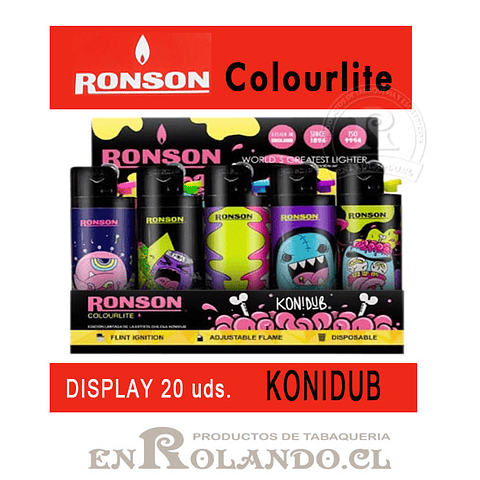 Encendedor Ronson Colourlite 20 uds - Display