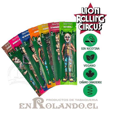 Lion Rolling Circus Wraps Hemp " Arándano " ($836 x Mayor)