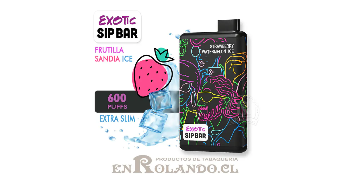 Vape Exotic Sip Bar - Frutilla Sandía ICE ($4.990 x Mayor)