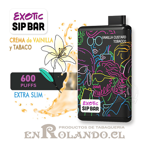 Vape Exotic Sip Bar - Crema de Vainilla y Tabaco ($4.990 x Mayor) 600 Puffs