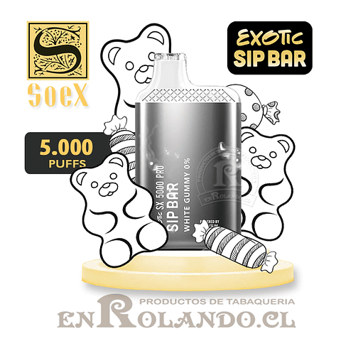 Vape Exotic Sip Bar - White Gummy ($7.990 x Mayor) 5.000 Puffs