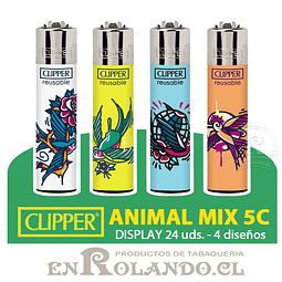 Encendedor Clipper Colección Animal Mix 5C - 24 Uds. Display