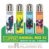 Encendedor Clipper Colección Animal Mix 5C - 24 Uds. Display