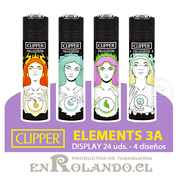 Encendedor Clipper Colección Elements 3A - 24 Uds. Display
