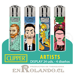 Encendedor Clipper Colección Artists - 24 Uds. Display