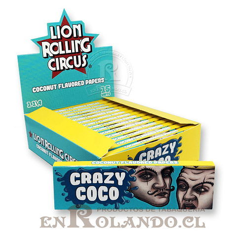 Papelillos Lion Rolling Circus Sabor Coco 1 1/4 - Display