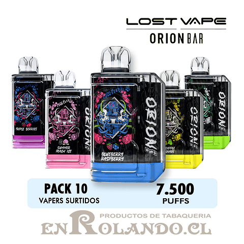 Pack 10 Lost Vape Orion Bar Sabores Surtidos - 7.500 Puffs