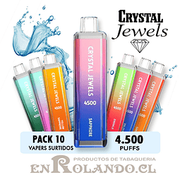 Pack 10 Vapers Crystal Jewels Sabores Surtidos - 4.500 Puffs