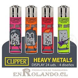 Encendedor Clipper Colección Heavy Metals - 24 Uds. Display