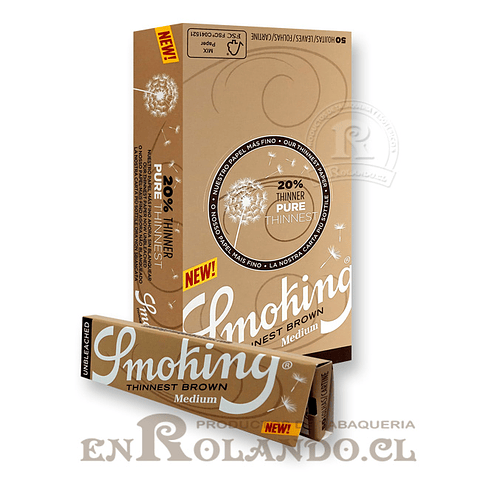 Papelillos Smoking Thinnest Brown 1 1/4 - Display