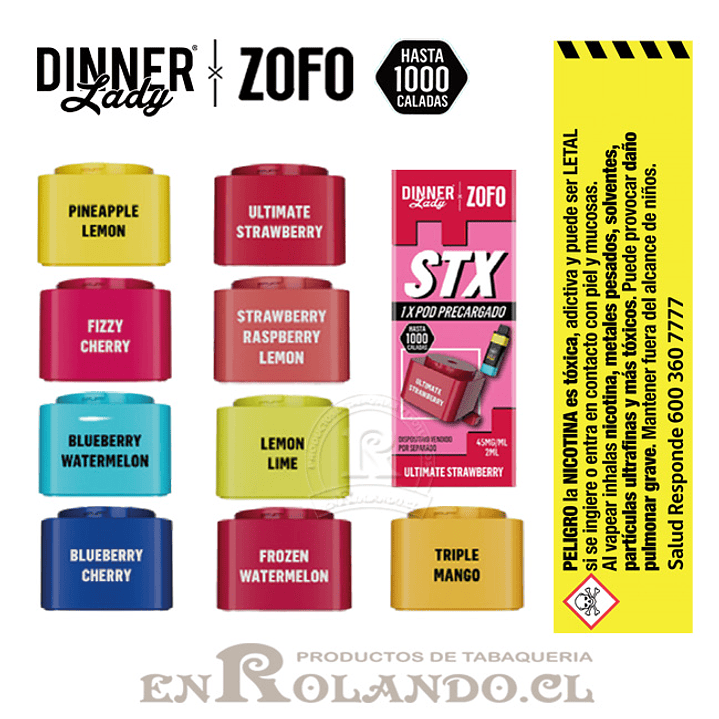Pod Recarga Dinner Lady Zofo STX - Frozen Watermelon ($2.490 x Mayor) 1.000 Puffs 2