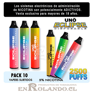 Pack 10 Vapers UNO Eclipse Sabores Surtidos - 2.500 Puffs