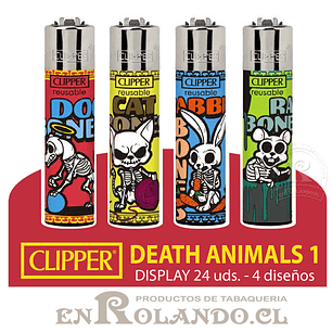 Encendedor Clipper Colección Death Animals 1 - 24 Uds. Display
