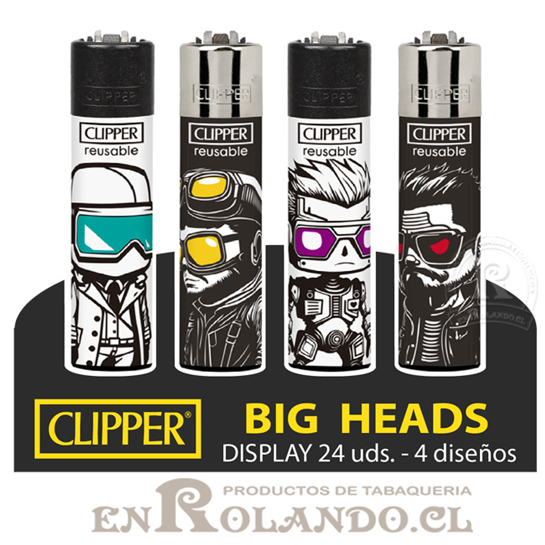 Encendedor Clipper Colección Big Heads - 24 Uds. Display 1