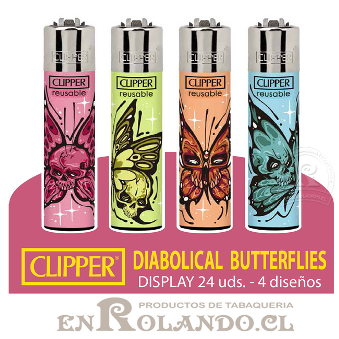 Encendedor Clipper Colección Diabolical Butterflies - 24 Uds. Display 1