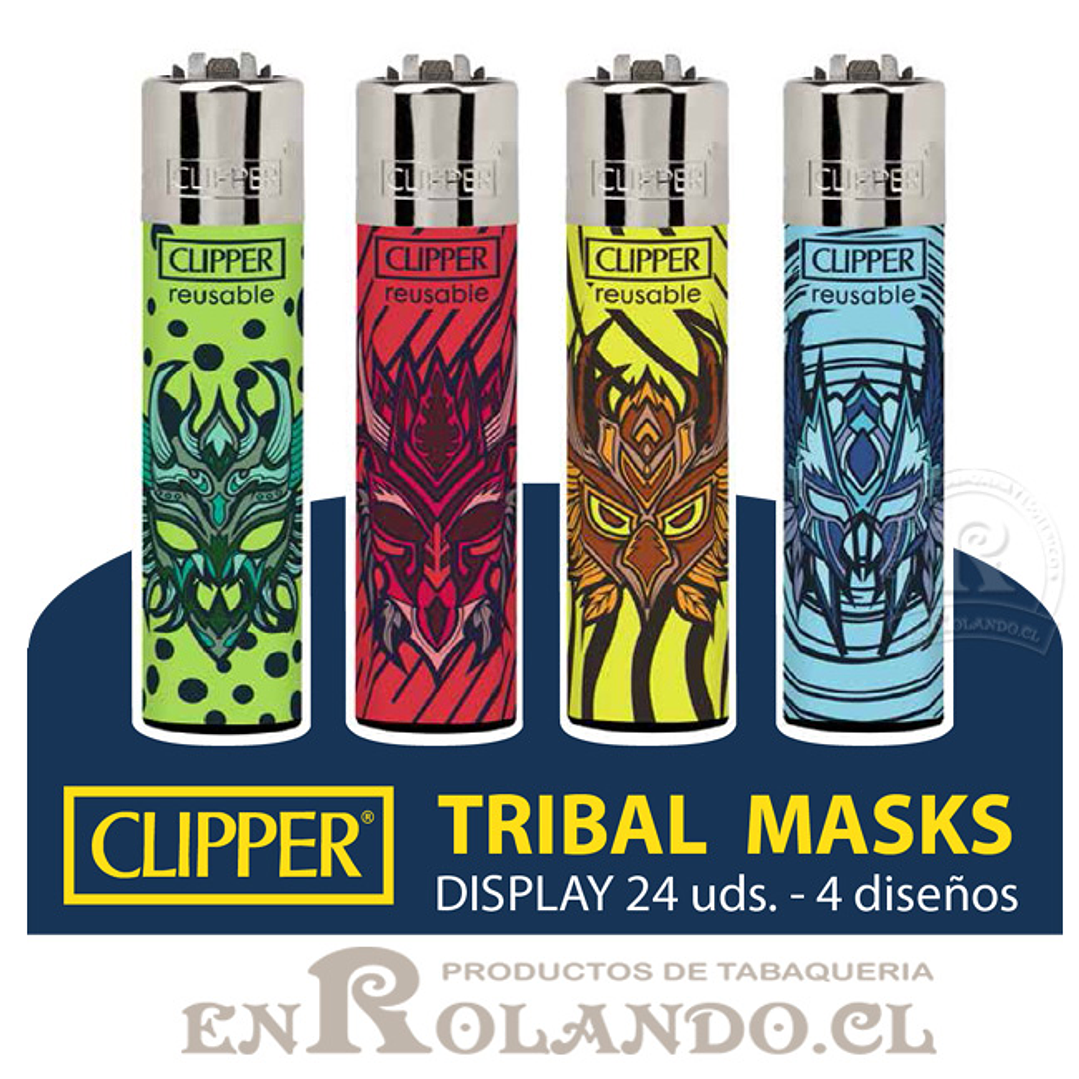 Encendedor Clipper Tribal Masks - 24 Uds. Display 1