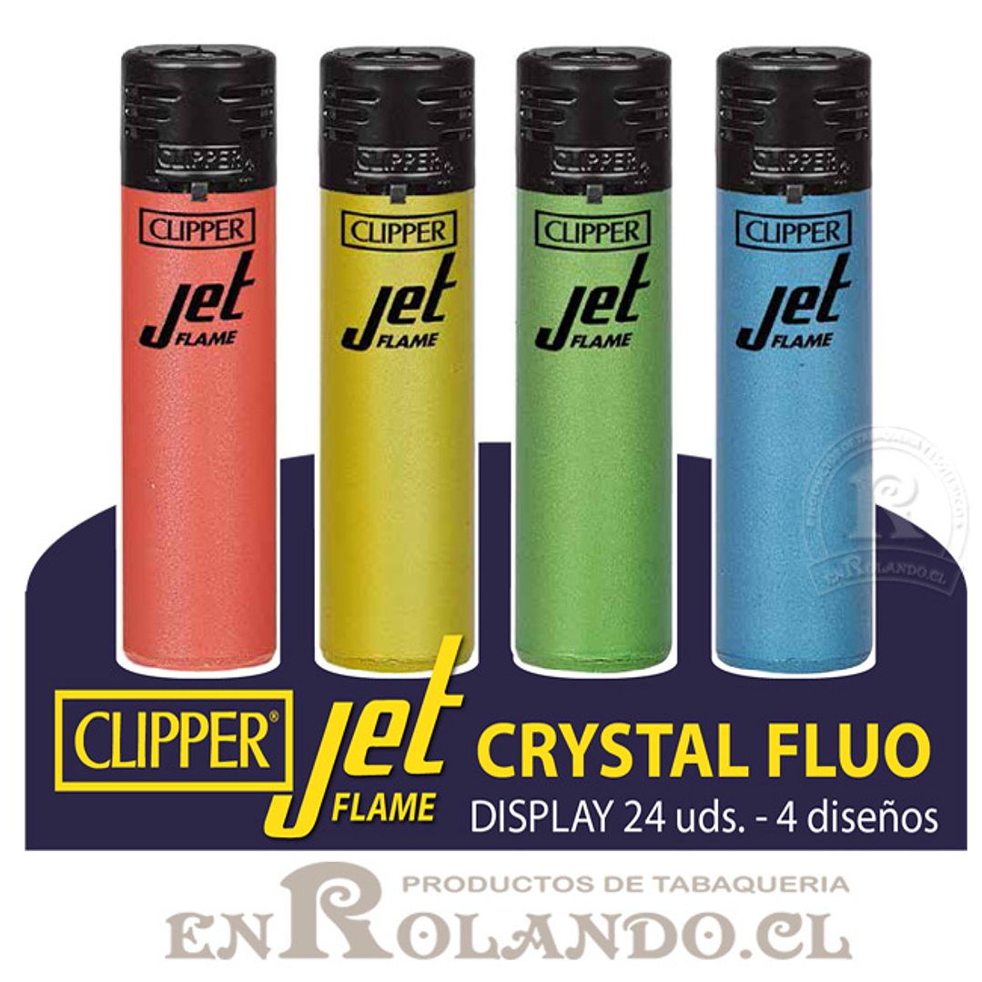 Encendedor Clipper Jet Flame - Crystal Fluo - 24 Uds. Display 1