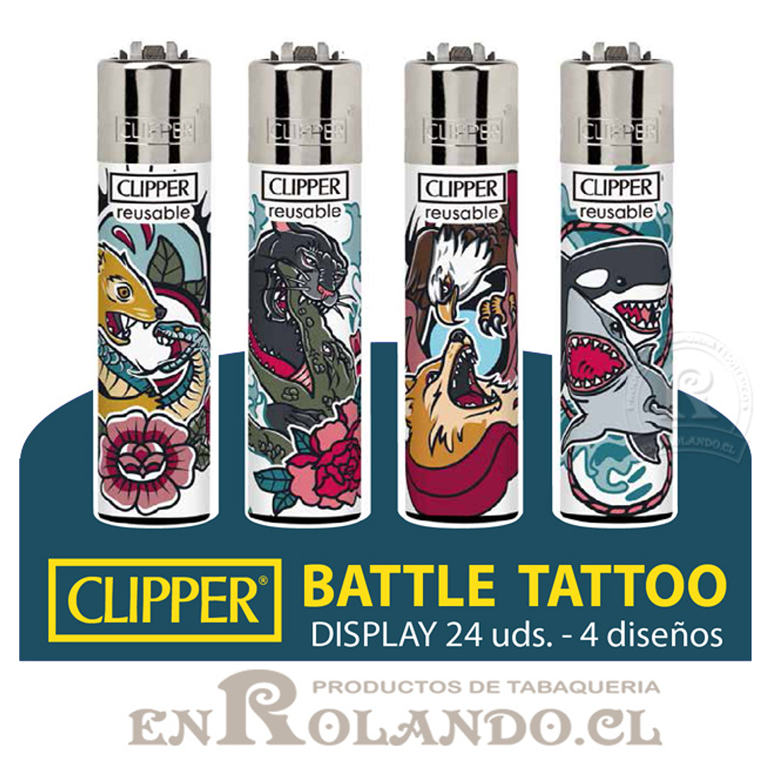 Encendedor Clipper Battle Tattoo- 24 Uds. Display 1