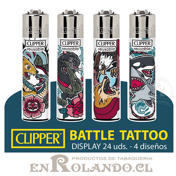 Encendedor Clipper Battle Tattoo- 24 Uds. Display 1