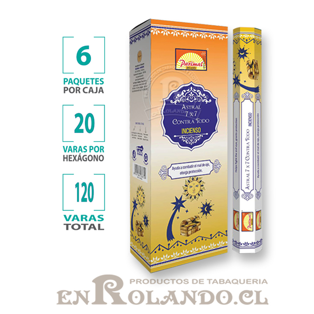 Incienso Parimal Astral 7x7 Contra Todo ($1.390 x MAYOR) - 120 varas 1