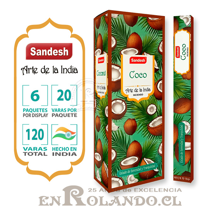 Incienso Sandesh - Coco ($1.690 x Mayor) 120 varas 1