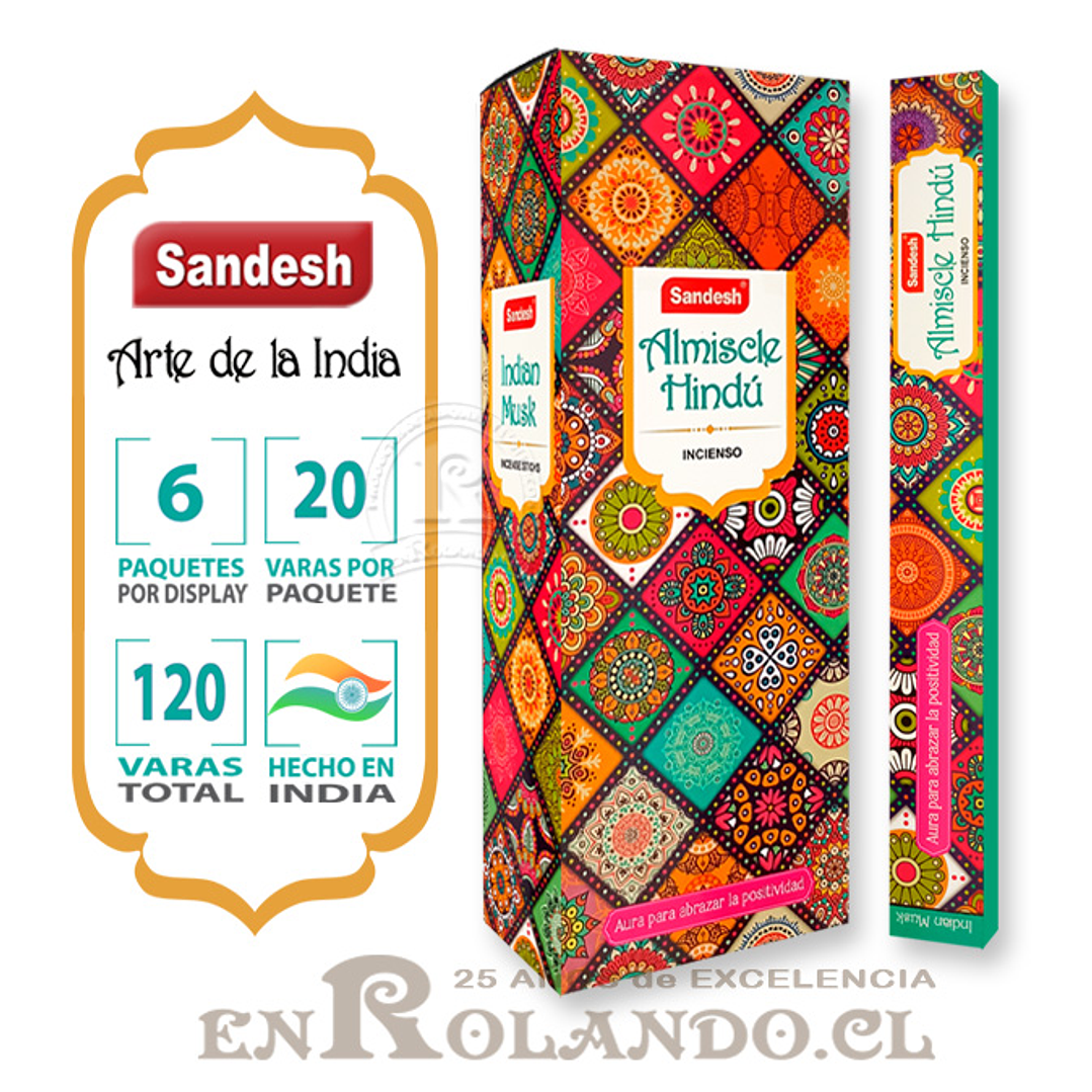 Incienso Sandesh - Almizcle Hindu ($1.690 x Mayor) 120 varas 1
