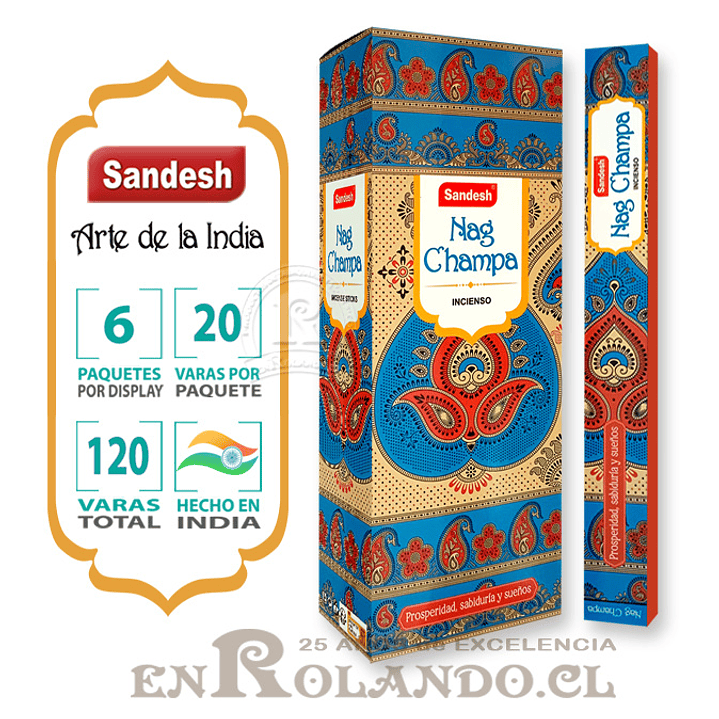 Incienso Sandesh - Nag Champa ($1.690 x Mayor) 120 varas 1