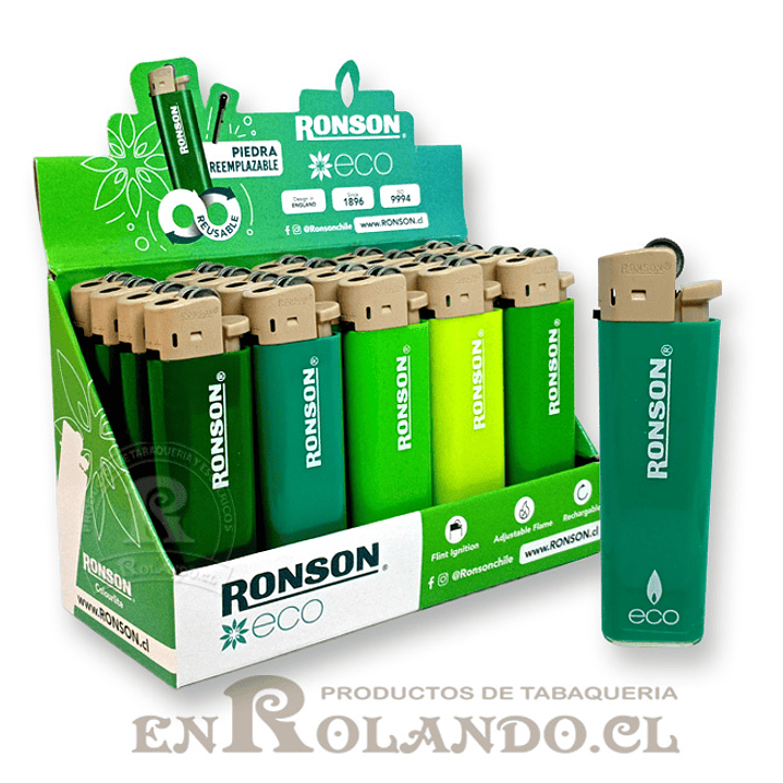 Encendedor Ronson Colourlite Eco Recargable ($3.990 x Mayor) 20 uds - Display 1