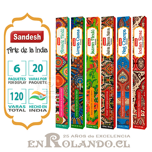 Pack de 6 Paquetes - Incienso Sandesh Surtido - 120 Varas 