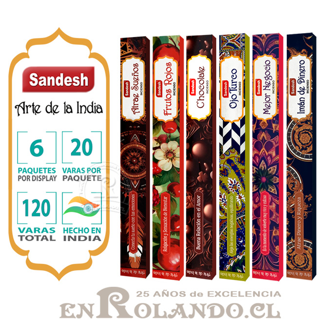 Pack de 6 Paquetes - Incienso Sandesh Surtido - 120 Varas  2
