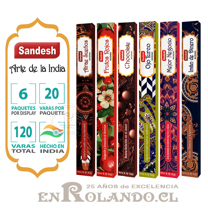 Pack de 6 Paquetes - Incienso Sandesh Surtido - 120 Varas  2