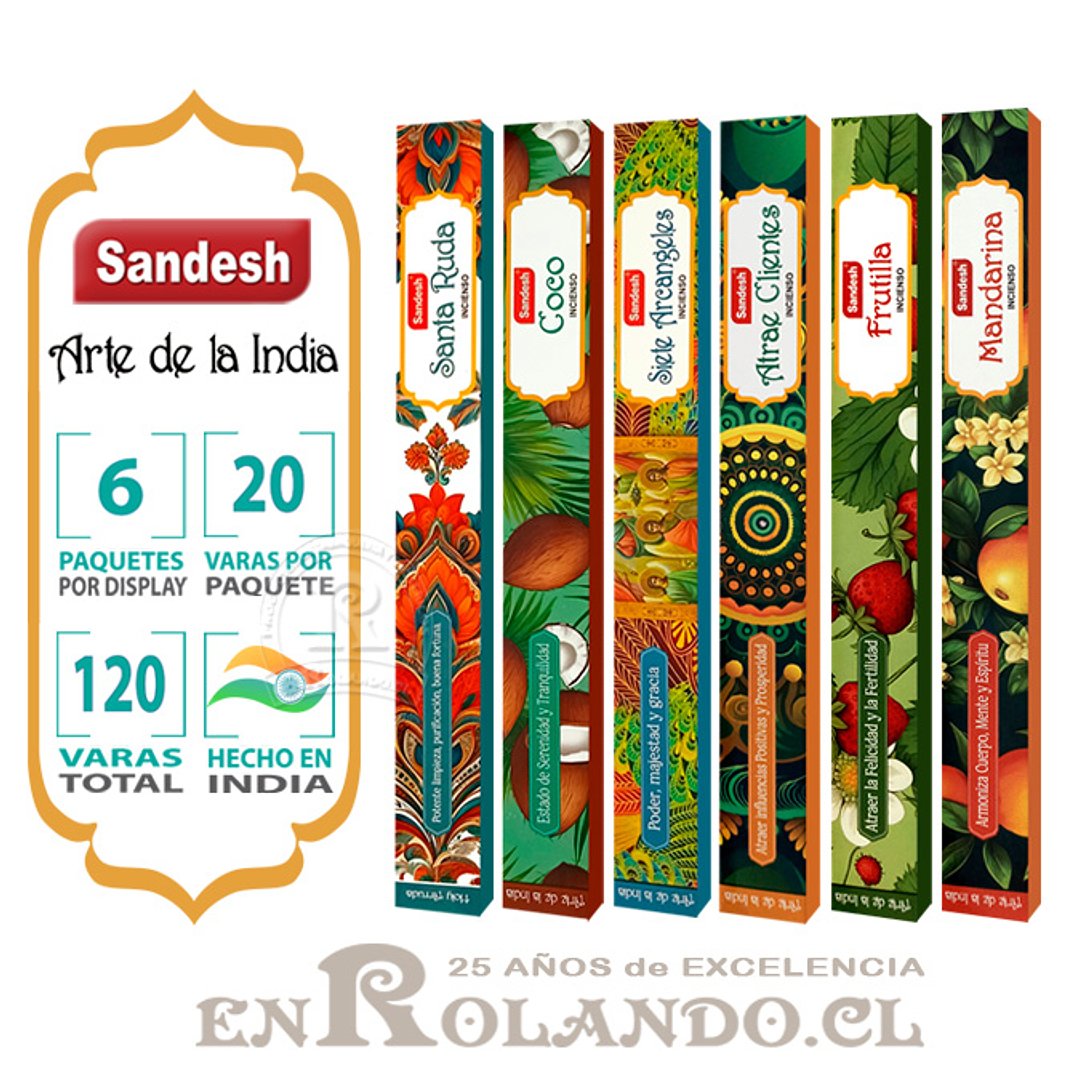 Pack de 6 Paquetes - Incienso Sandesh Surtido - 120 Varas  3