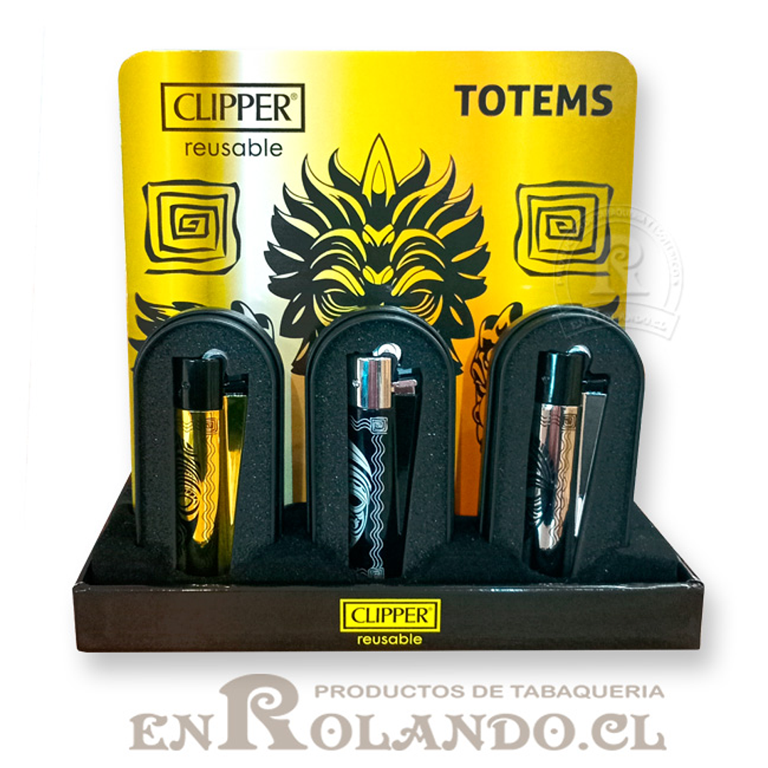 Encendedor Clipper Metalico Totems 5
