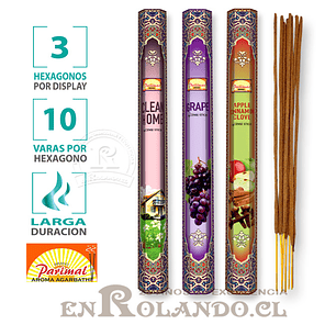 Pack de 3 Hexagonos - Incienso Parimal Long Surtido - 30 Varas 