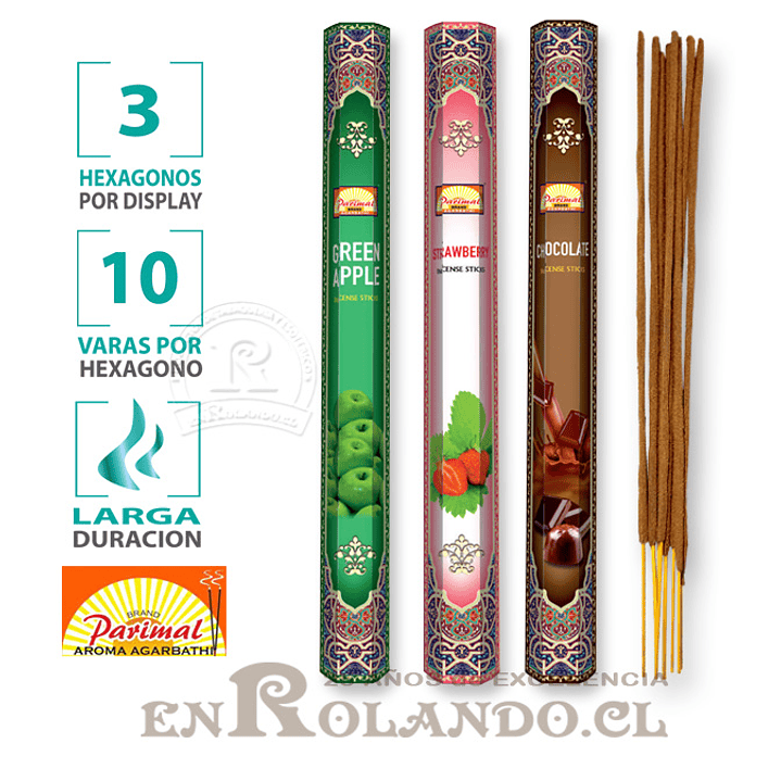 Pack de 3 Hexagonos - Incienso Parimal Long Surtido - 30 Varas  2
