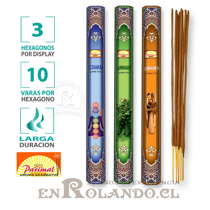 Pack de 3 Hexagonos - Incienso Parimal Long Surtido - 30 Varas  3
