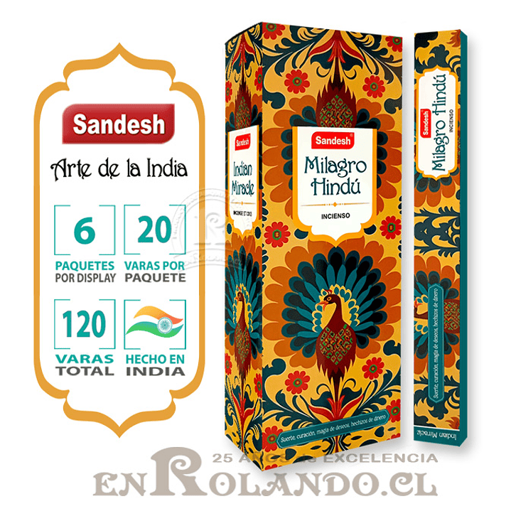 Incienso Sandesh - Milagro Hindú ($1.690 x Mayor) 120 varas  1