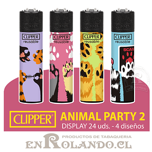 Encendedor Clipper Colección Animal Party 2 - 24 Uds. Display