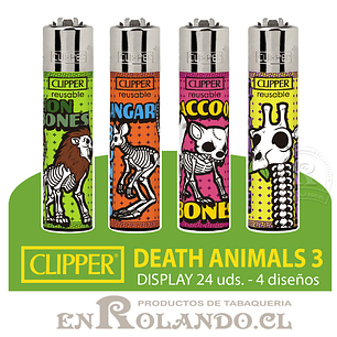 Encendedor Clipper Colección Death Animals 3 - 24 Uds. Display