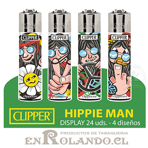 Encendedor Clipper Colección Hippie Man - 24 Uds. Display